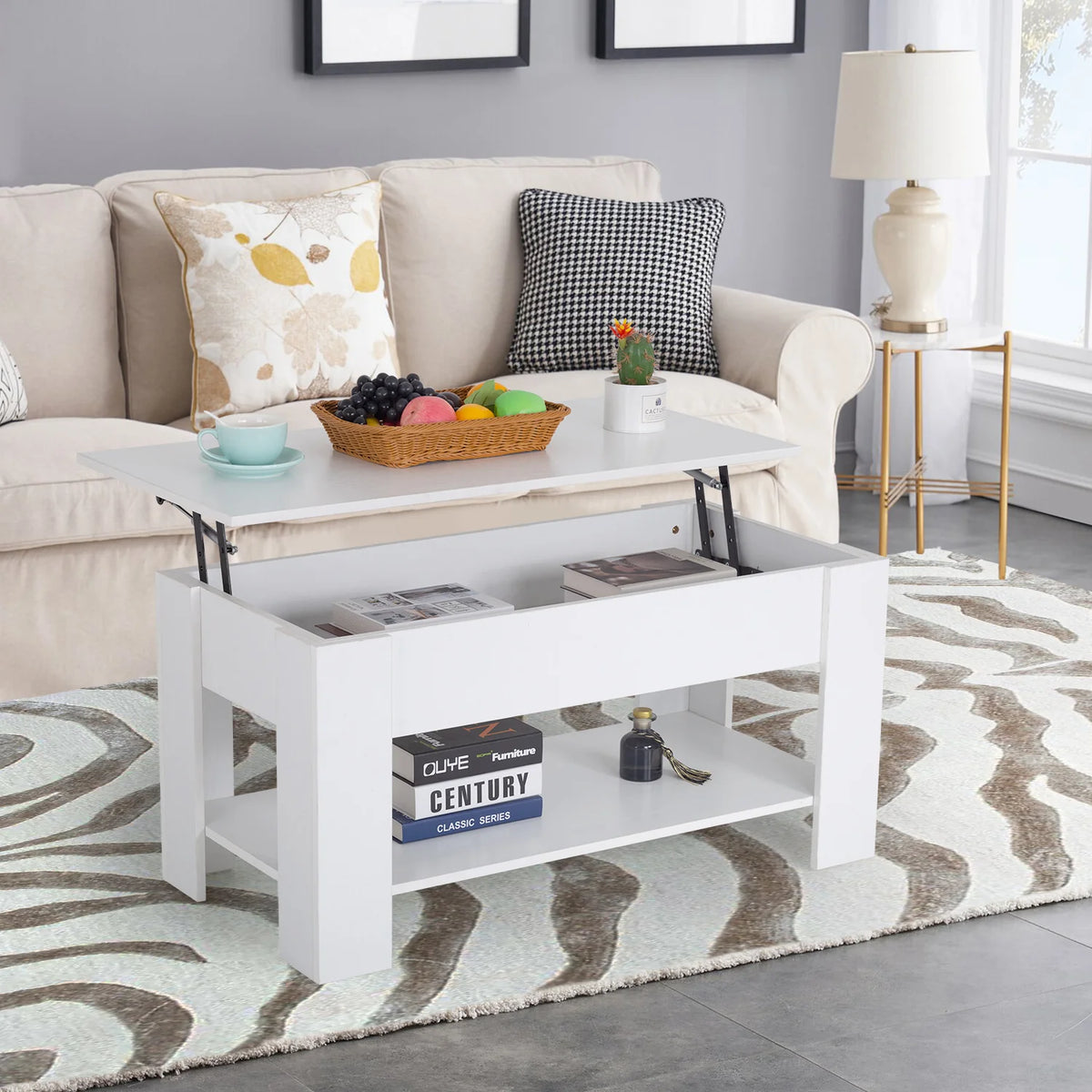 Lift Top Coffee Table, White