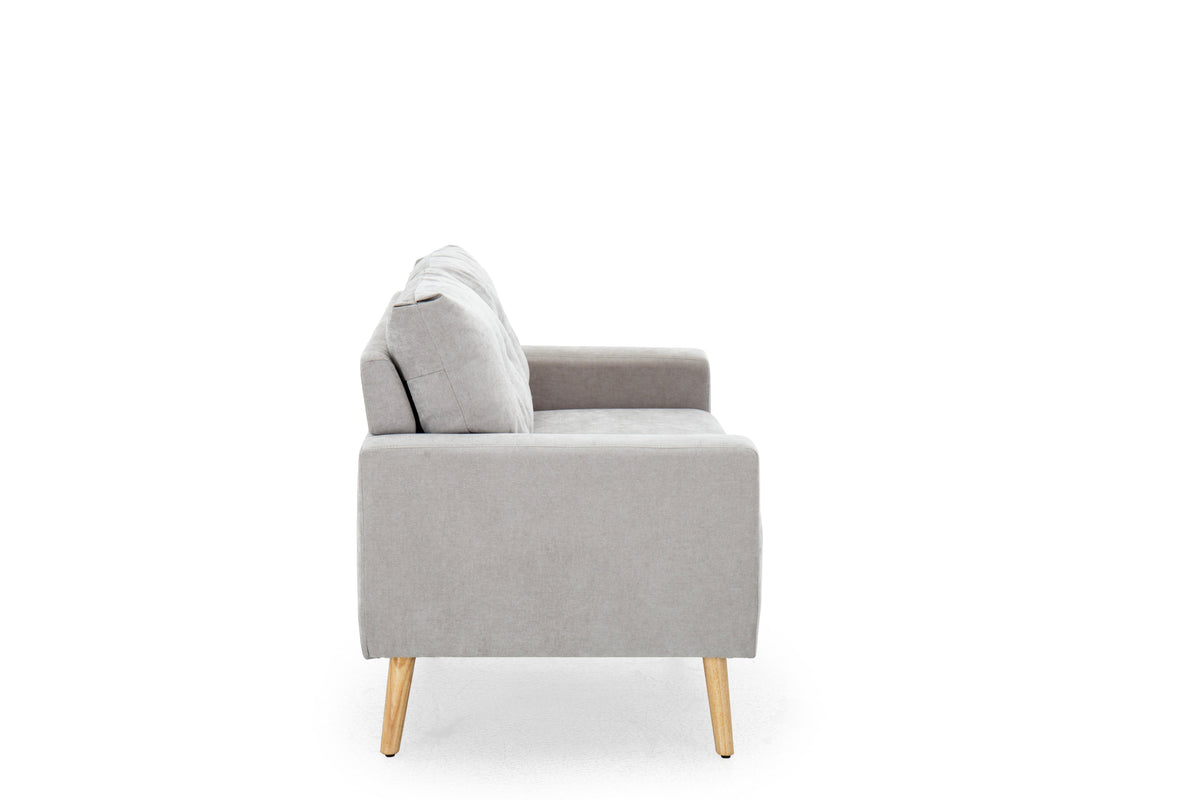 Eameson Mid-Century Inspired 2-Seater Loveseat Sofa, Gray Fabric