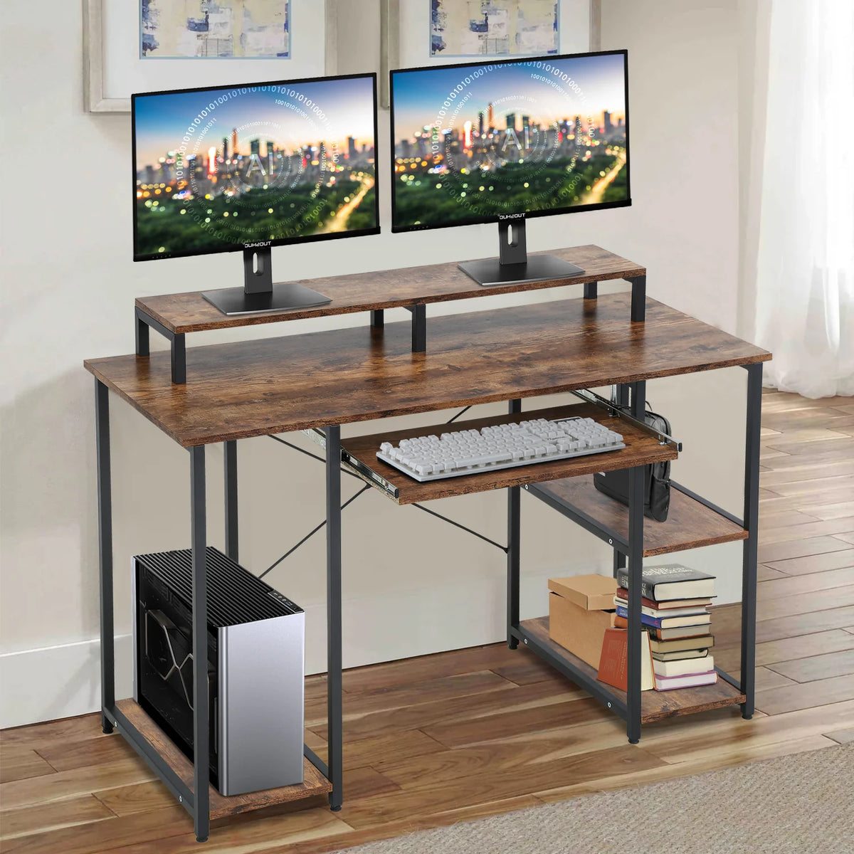 46" Storage Shelves Office Desk