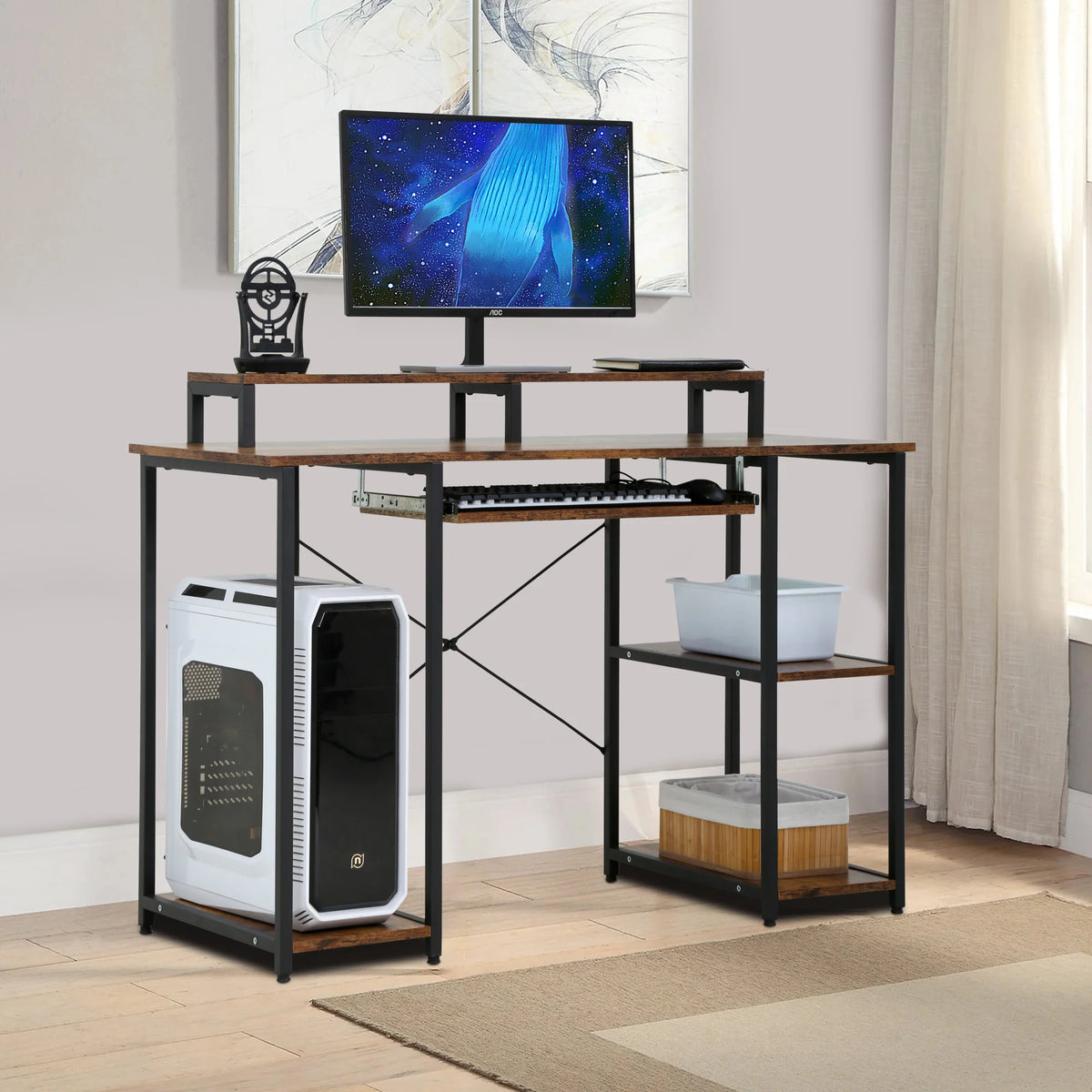 46" Storage Shelves Office Desk