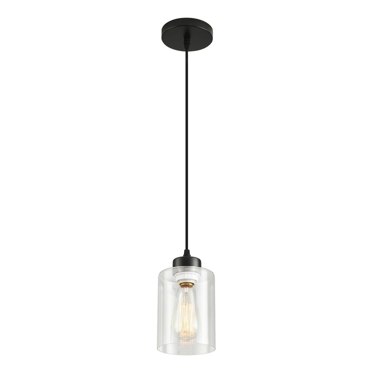 1-Light Industrial Pendant Light with Clear Glass Shade