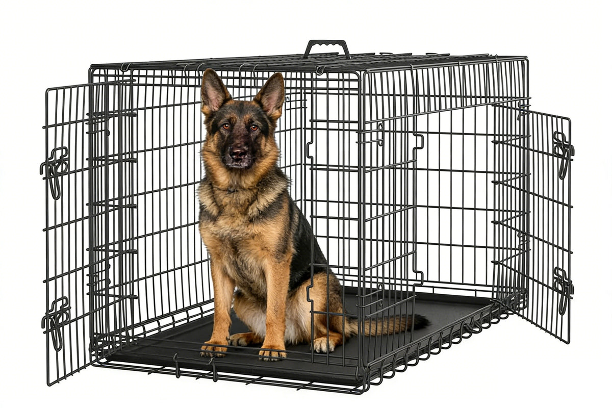 48" / 42" / 36"/ 24" Double Door Folding Dog Cage
