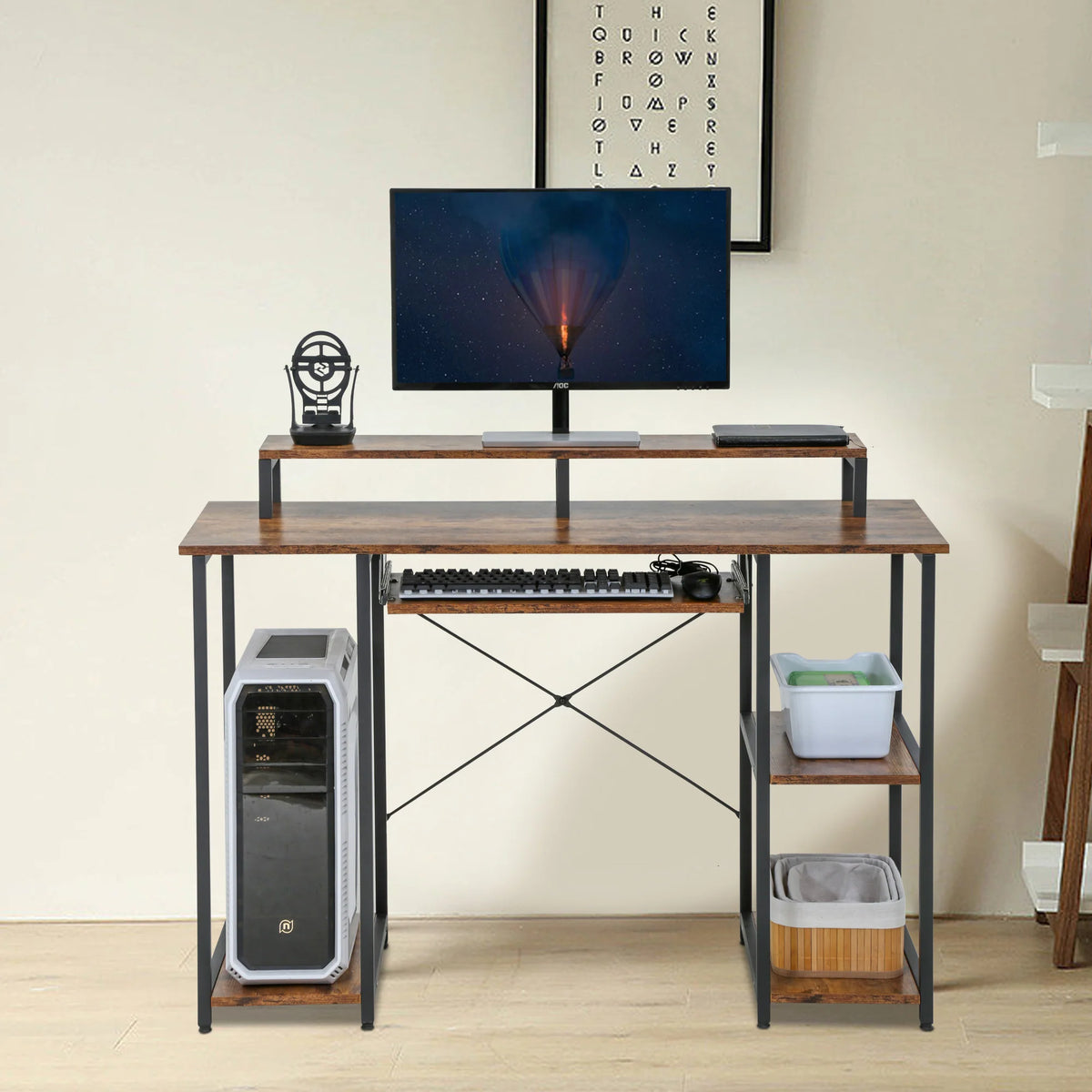 46" Storage Shelves Office Desk