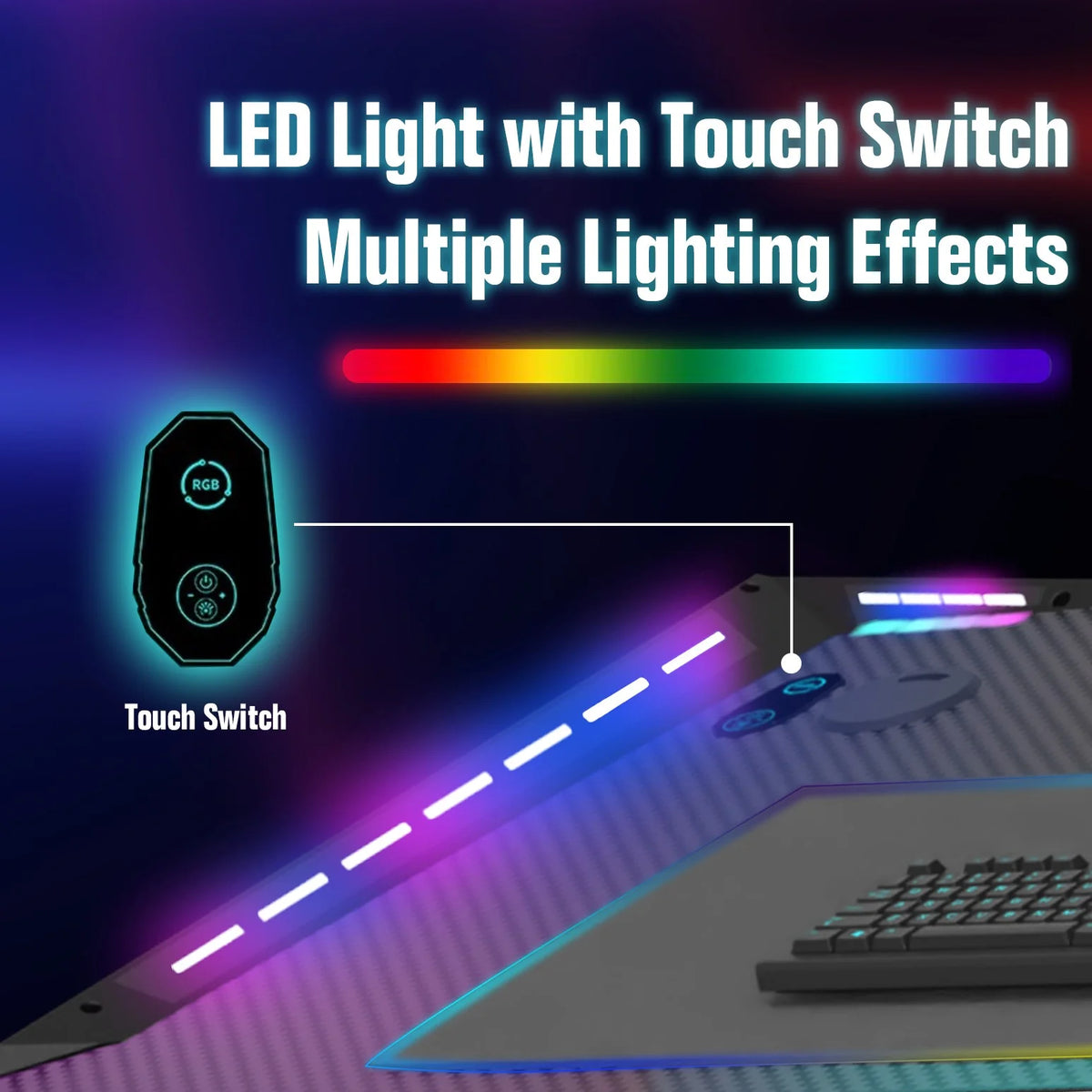 47" Ergonomic Carbon Fiber Gaming Desk with LED Lights