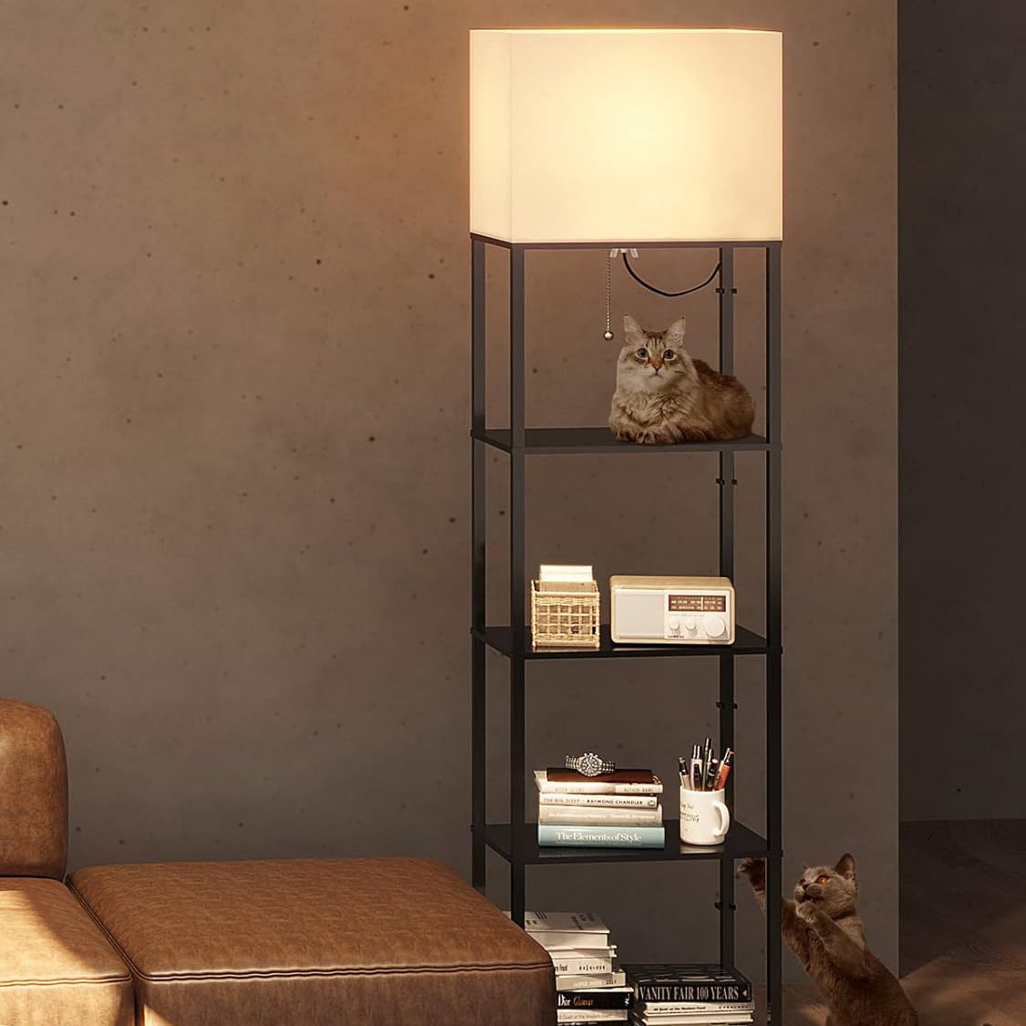 Floor Lamp with 4 Shelves, 3 CCT