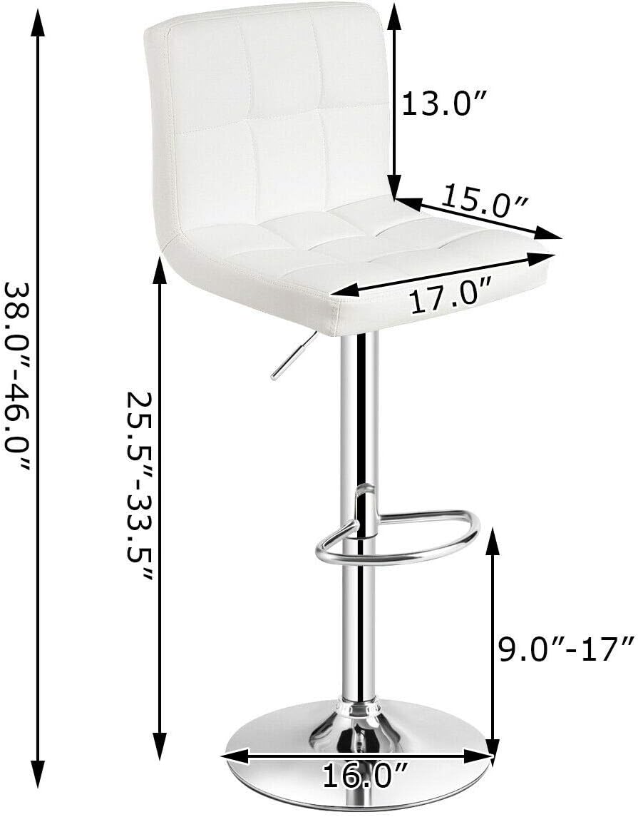 Elemena Square Counter Height Bar Stool, White