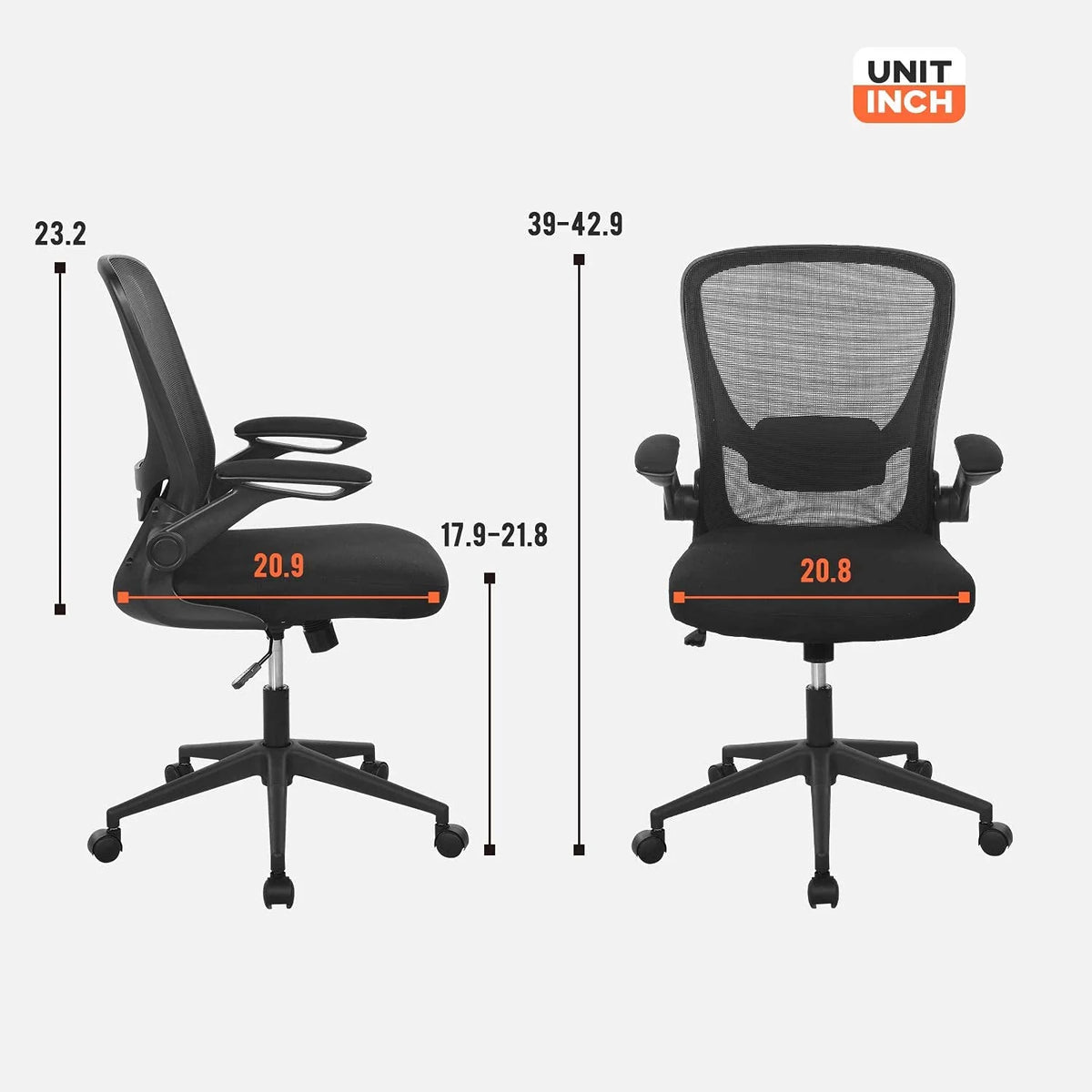 Flip-Up Arms Mesh Ergonomic Office Chair