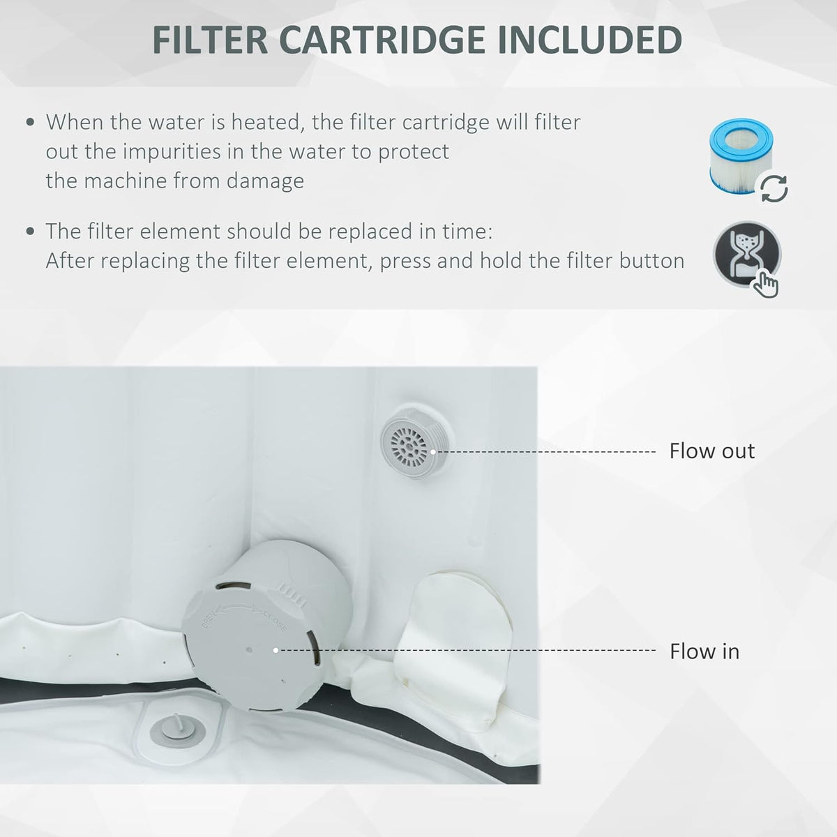Inflatable Hot Tub Spa Round with Cover for 4-6 People