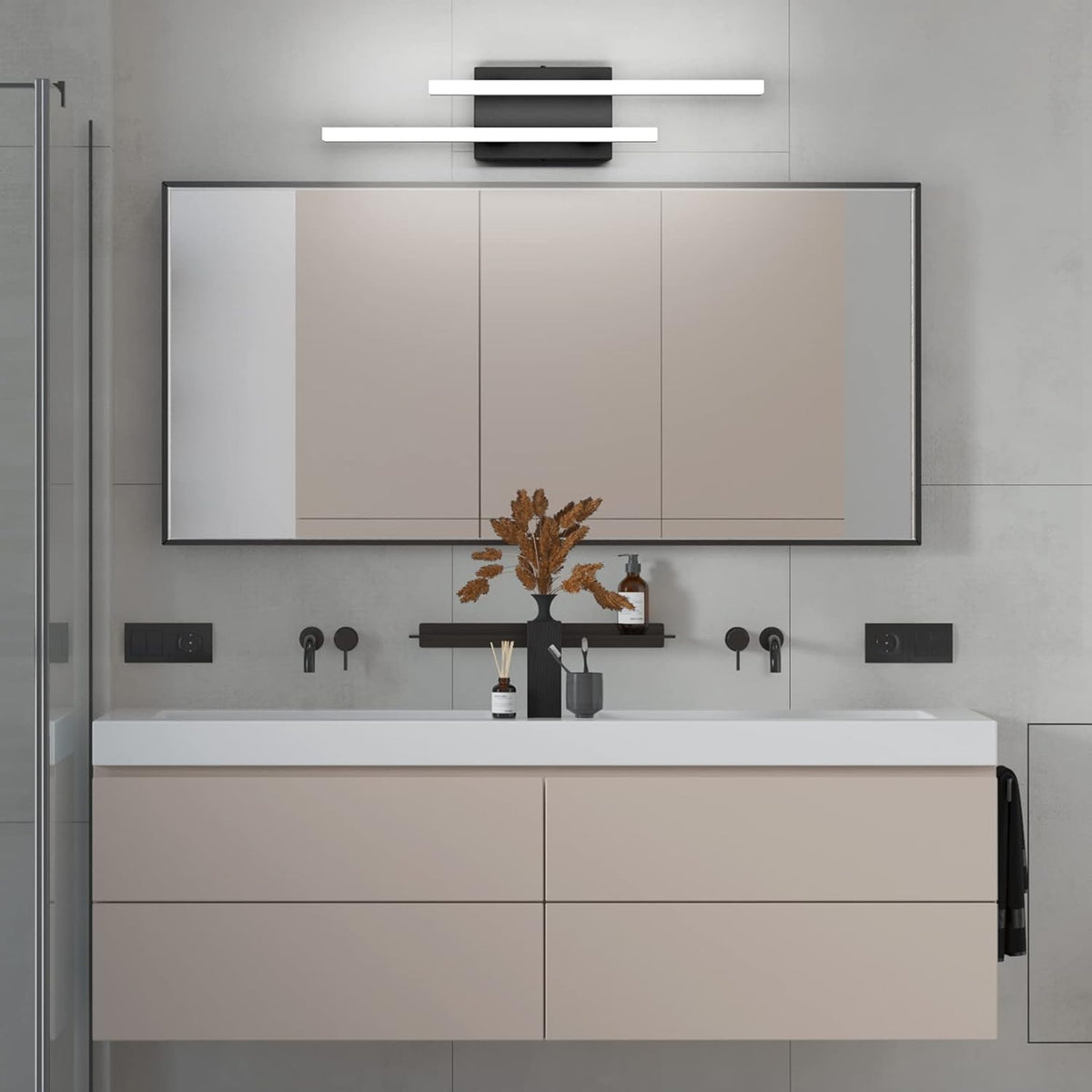 24" Black Bar Vanity Light, 3 CCT