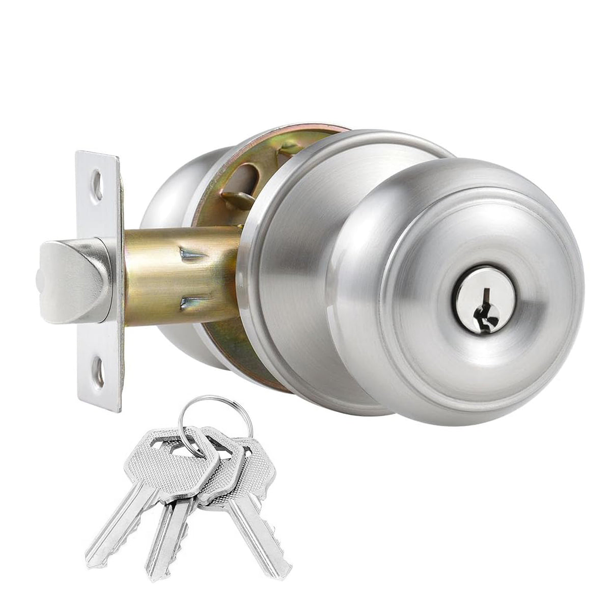 Satin Nickel Keyed Alike Entry Door Knob with Lock