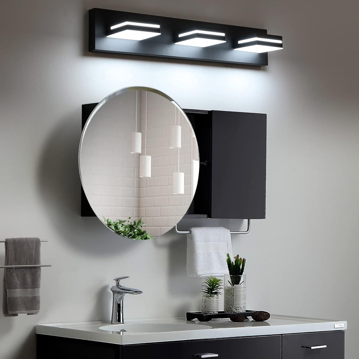 24" LED 3-Light Dimmable Modern Bathroom Vanity Light Fixtures, 3CCT