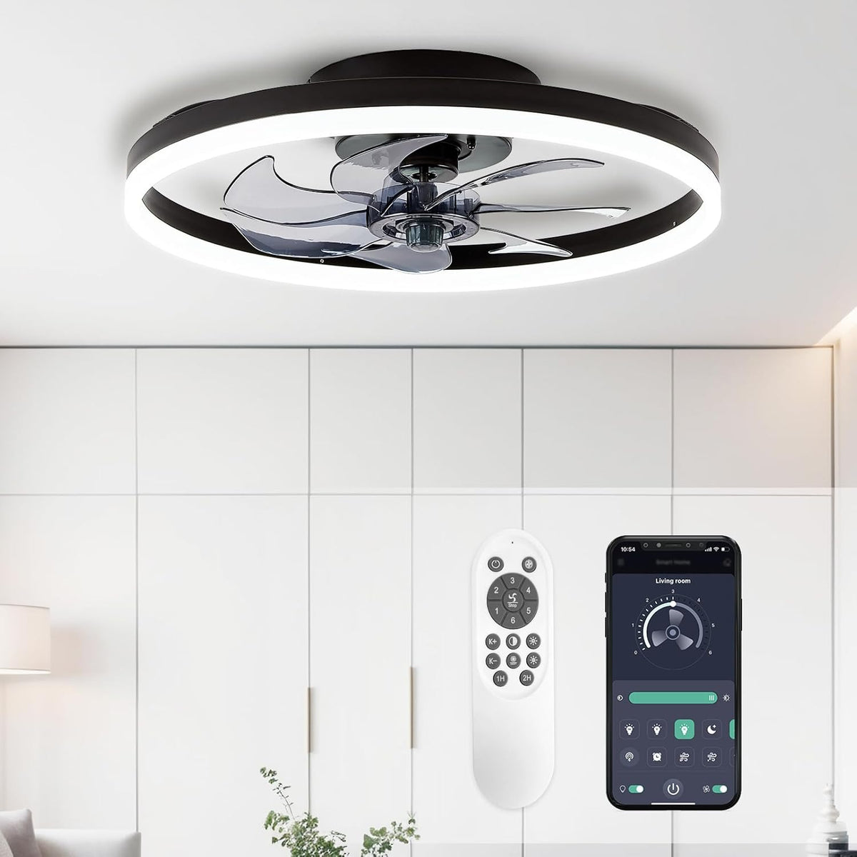 Modern Low Profile Ceiling Fan with Light