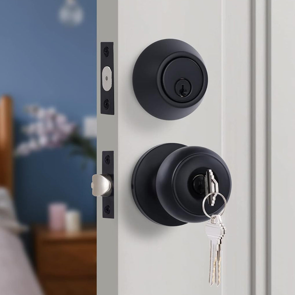 Black Keyed Alike Entry Door Knob with Lock