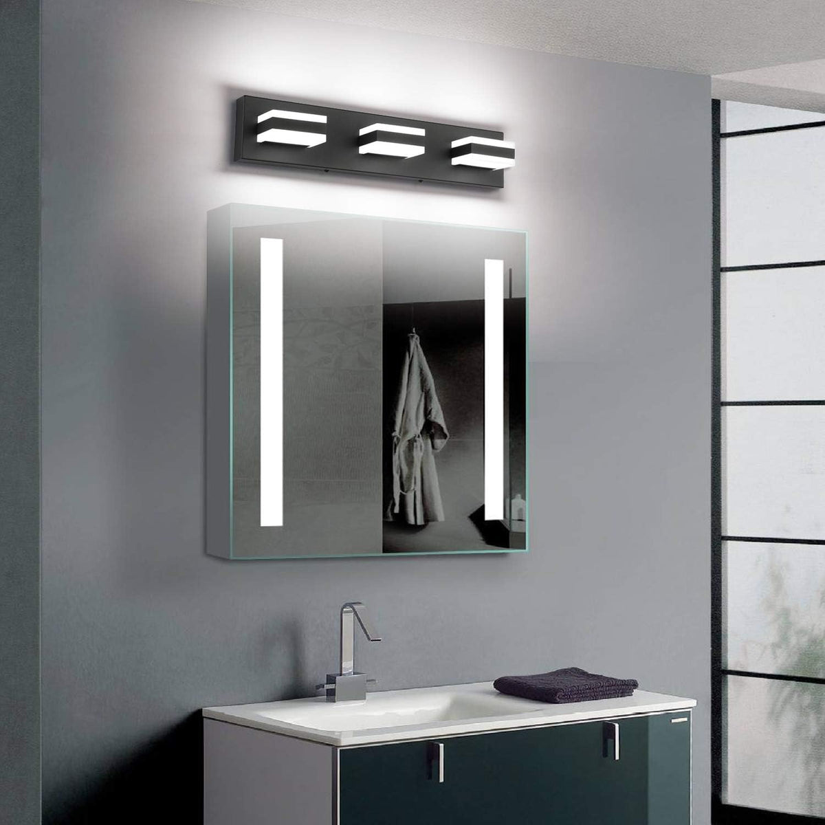 24" LED 3-Light Dimmable Modern Bathroom Vanity Light Fixtures, 3CCT