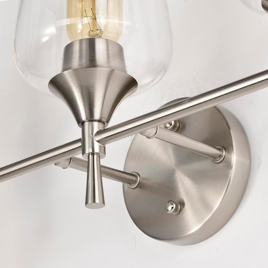 3-Light Vanity Lights, Modern Brushed Nickel with Clear Glass Shade