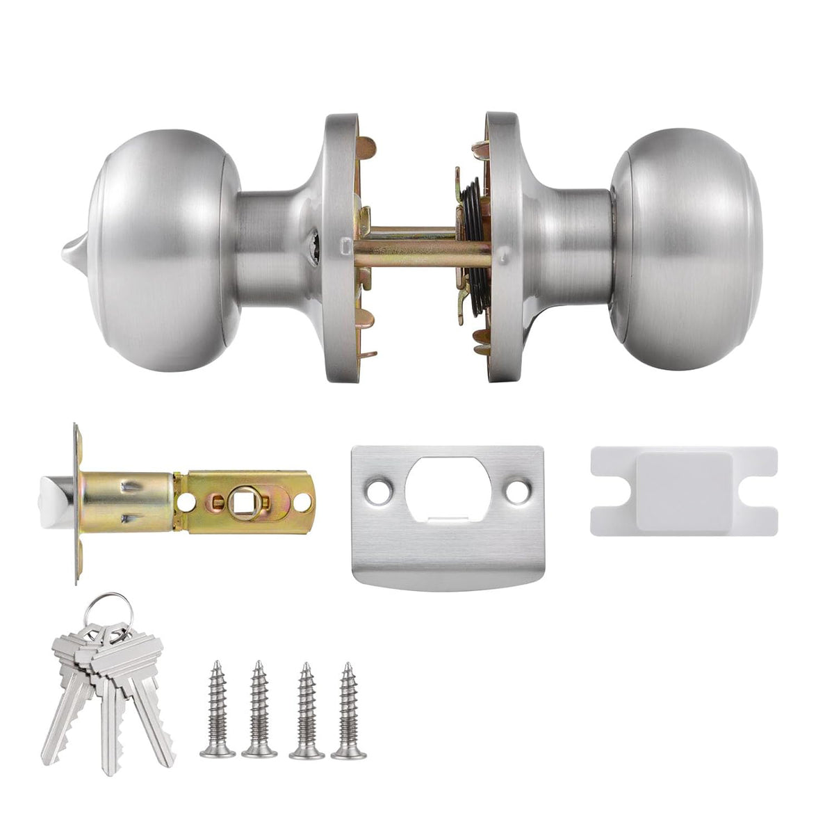 Satin Nickel Keyed Alike Entry Door Knob with Lock