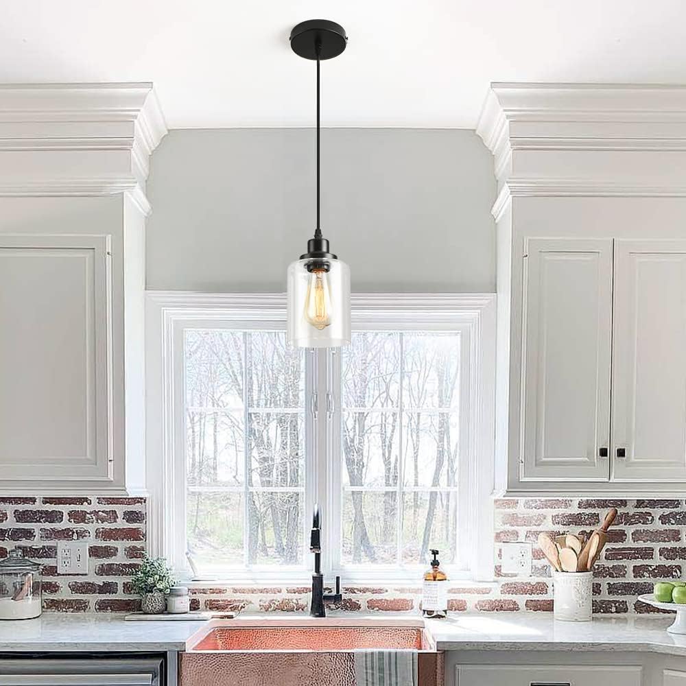 1-Light Industrial Pendant Light with Clear Glass Shade