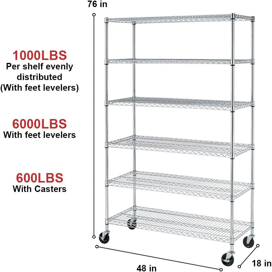 Heavy Duty 6 Wires Large Storage Shelves