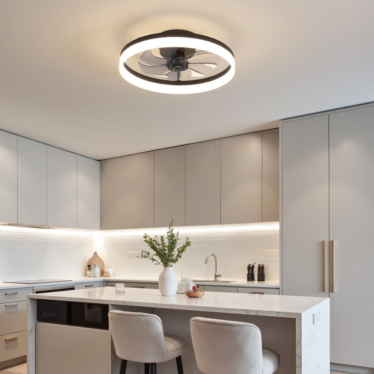 Modern Low Profile Ceiling Fan with Light