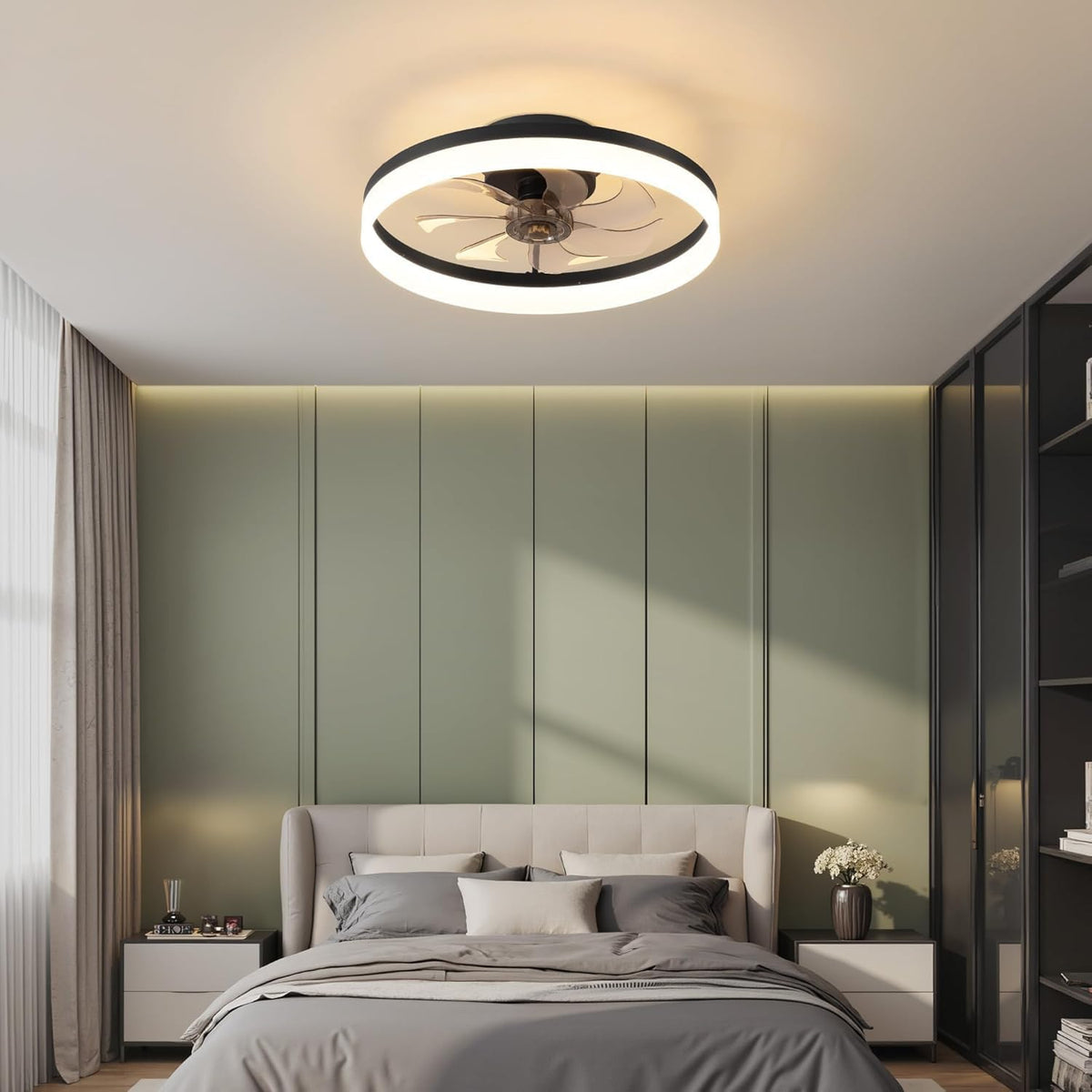 Modern Low Profile Ceiling Fan with Light