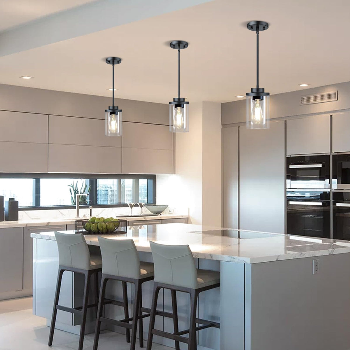 1-Light Industrial Pendant Light with Clear Glass Shade