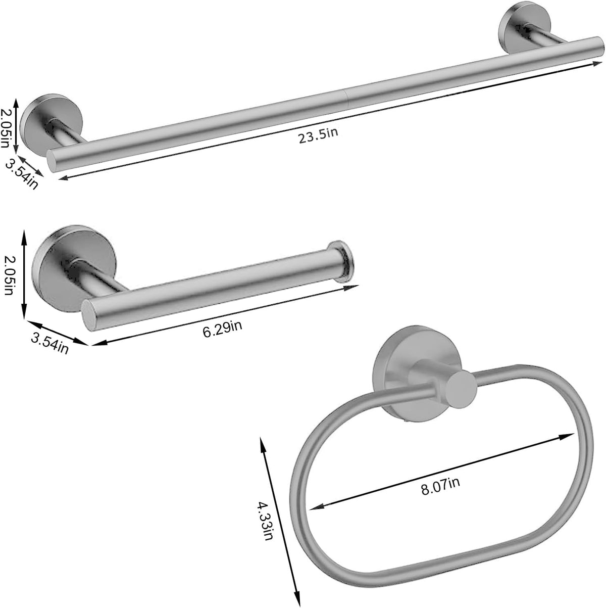 3 Pieces Bathroom Towel Bar Set