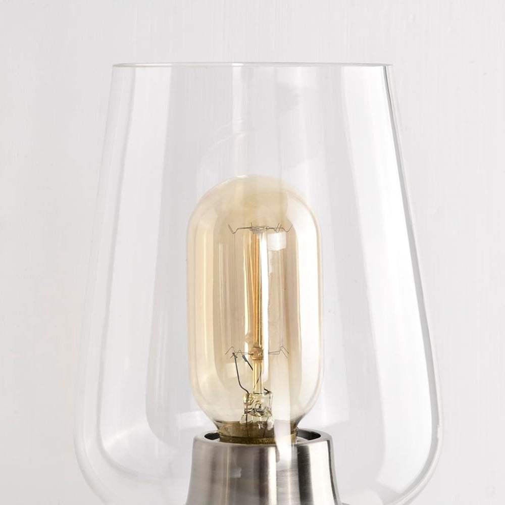 3-Light Vanity Lights, Modern Brushed Nickel with Clear Glass Shade