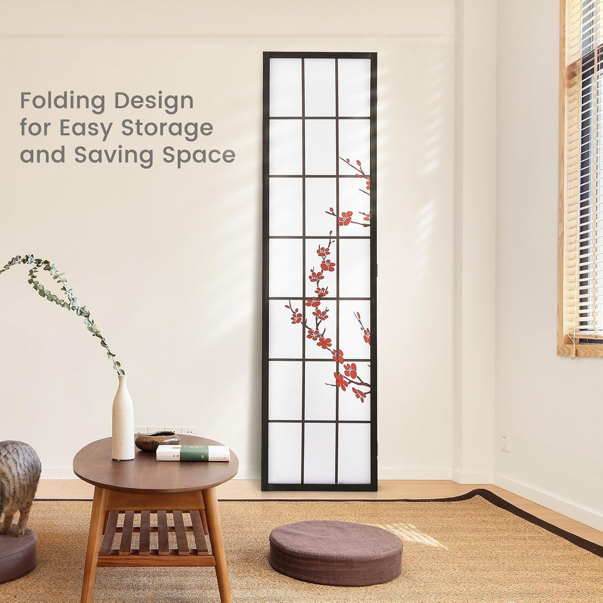 Plum Blossom Japanese Style 4 Panels Room Divider
