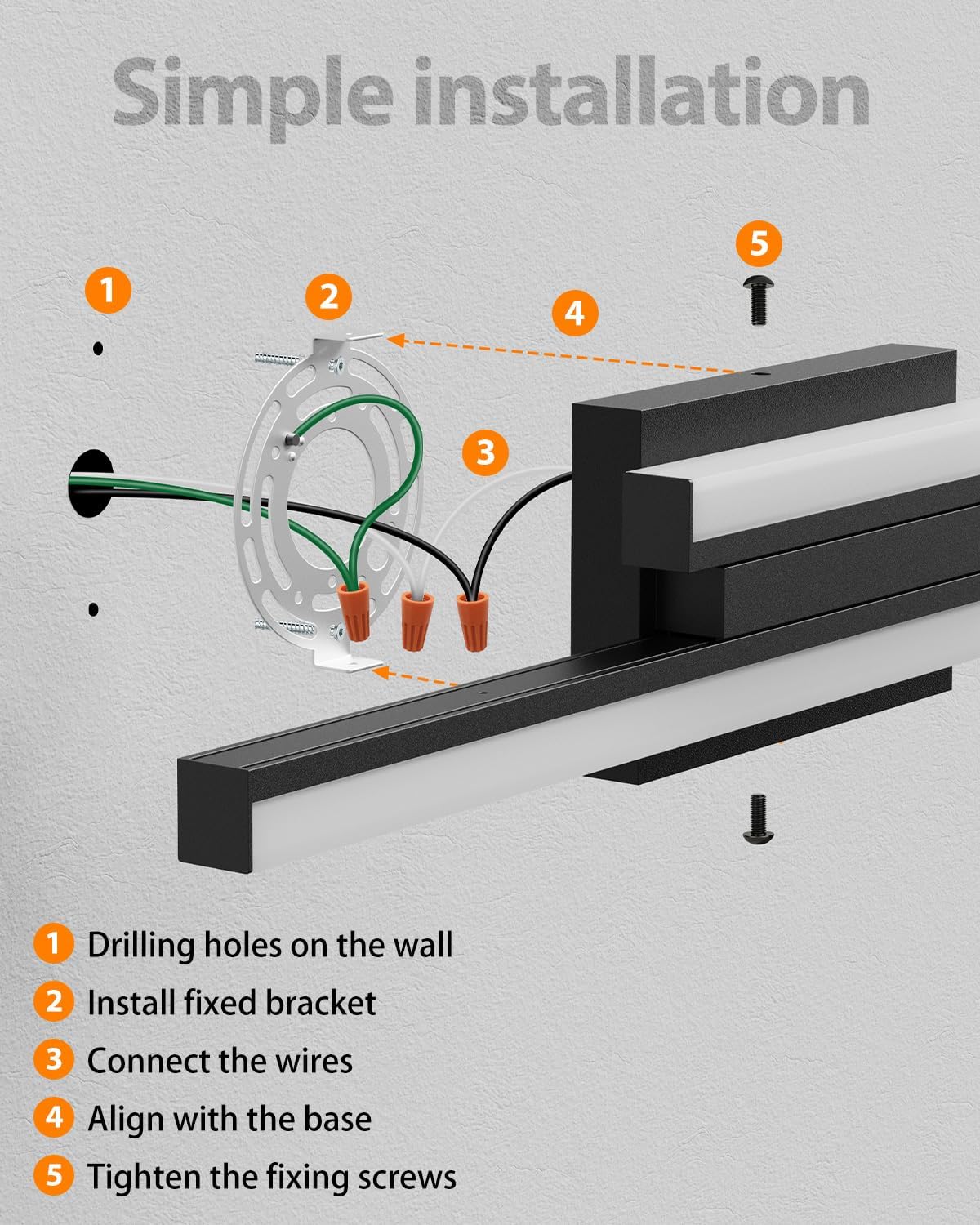24” Modern Bathroom Vanity Light, 3 CCT