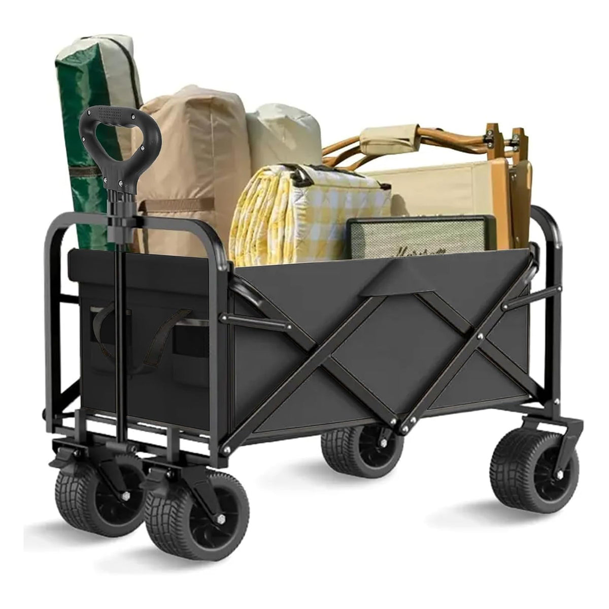 Heavy Duty Collapsible Wagon Cart, Black