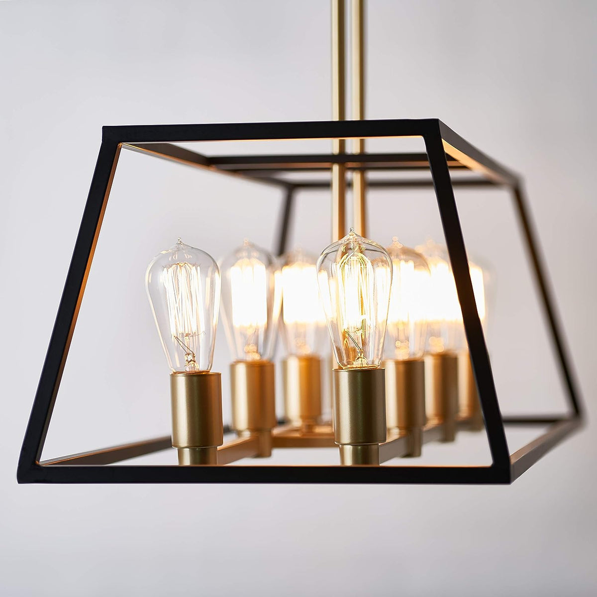 8 Light 60W Gold Pendant with Dark Bronze Metal Frame Shade