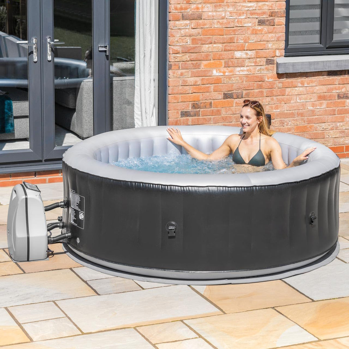 Inflatable Hot Tub Spa Round with Cover for 4-6 People