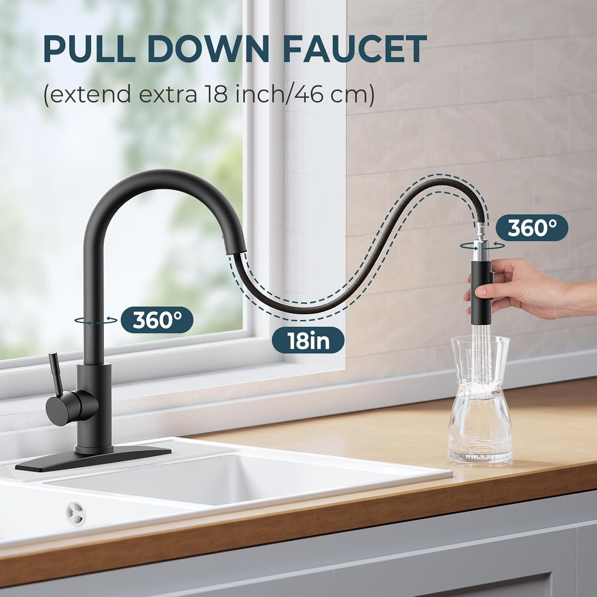Classic Kitchen Faucet with Pull Down Sprayer