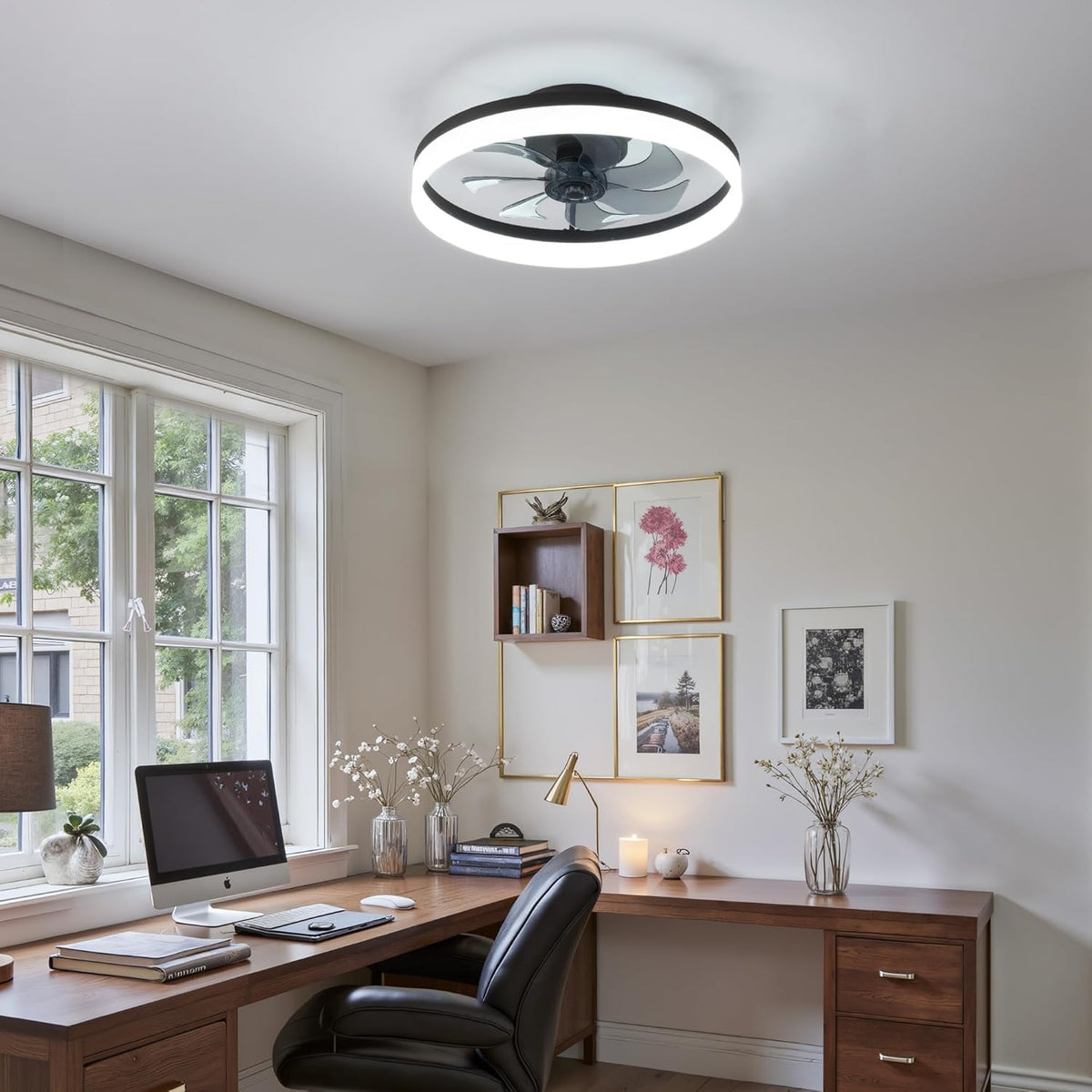 Modern Low Profile Ceiling Fan with Light