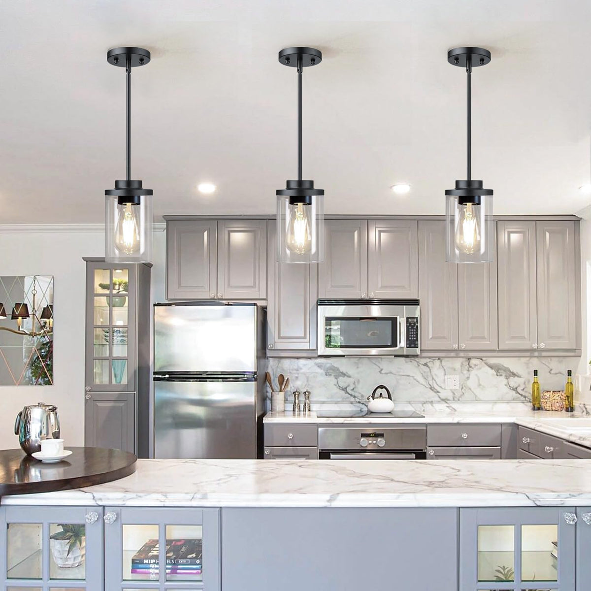 1-Light Industrial Pendant Light with Clear Glass Shade