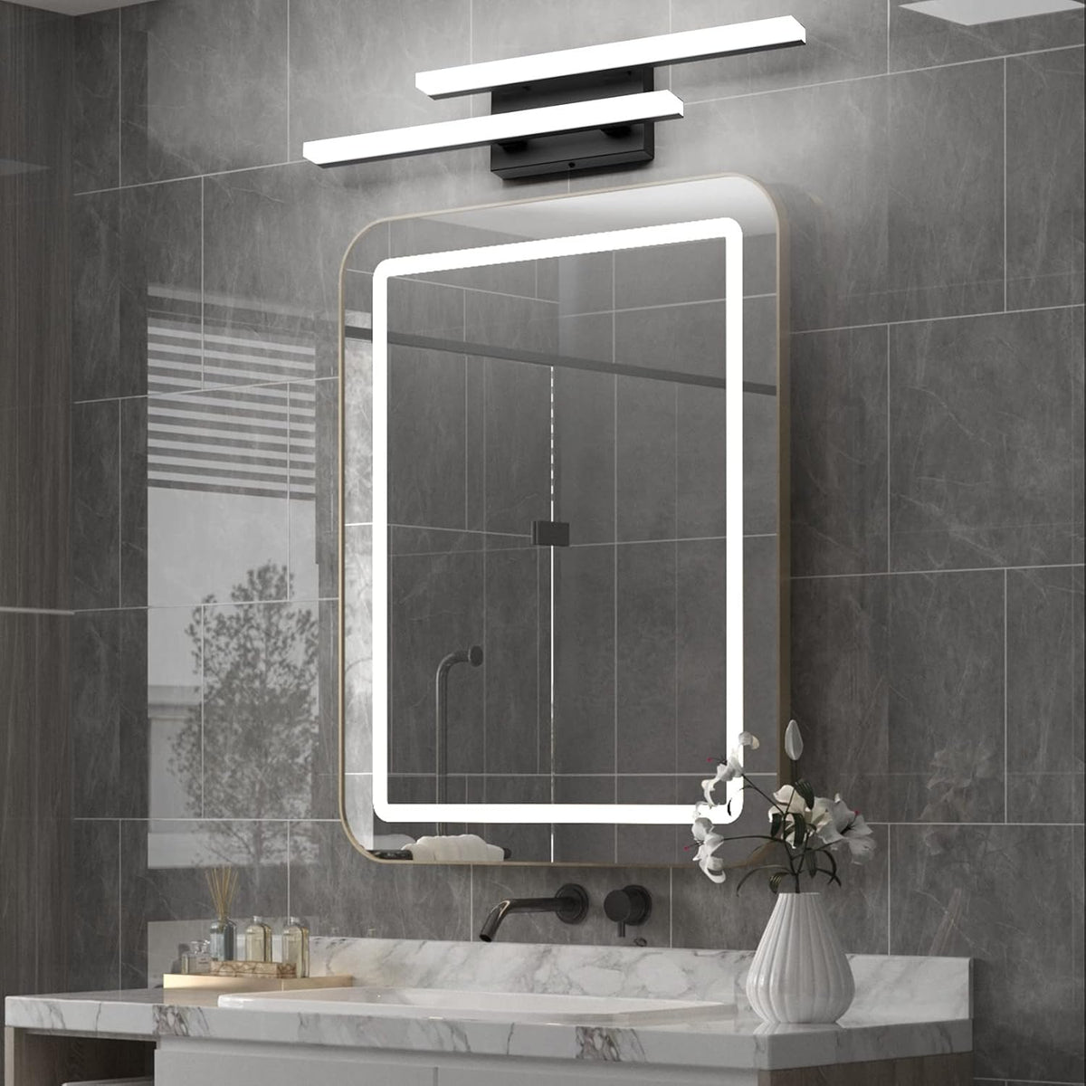 24" Black Bar Vanity Light, 3 CCT