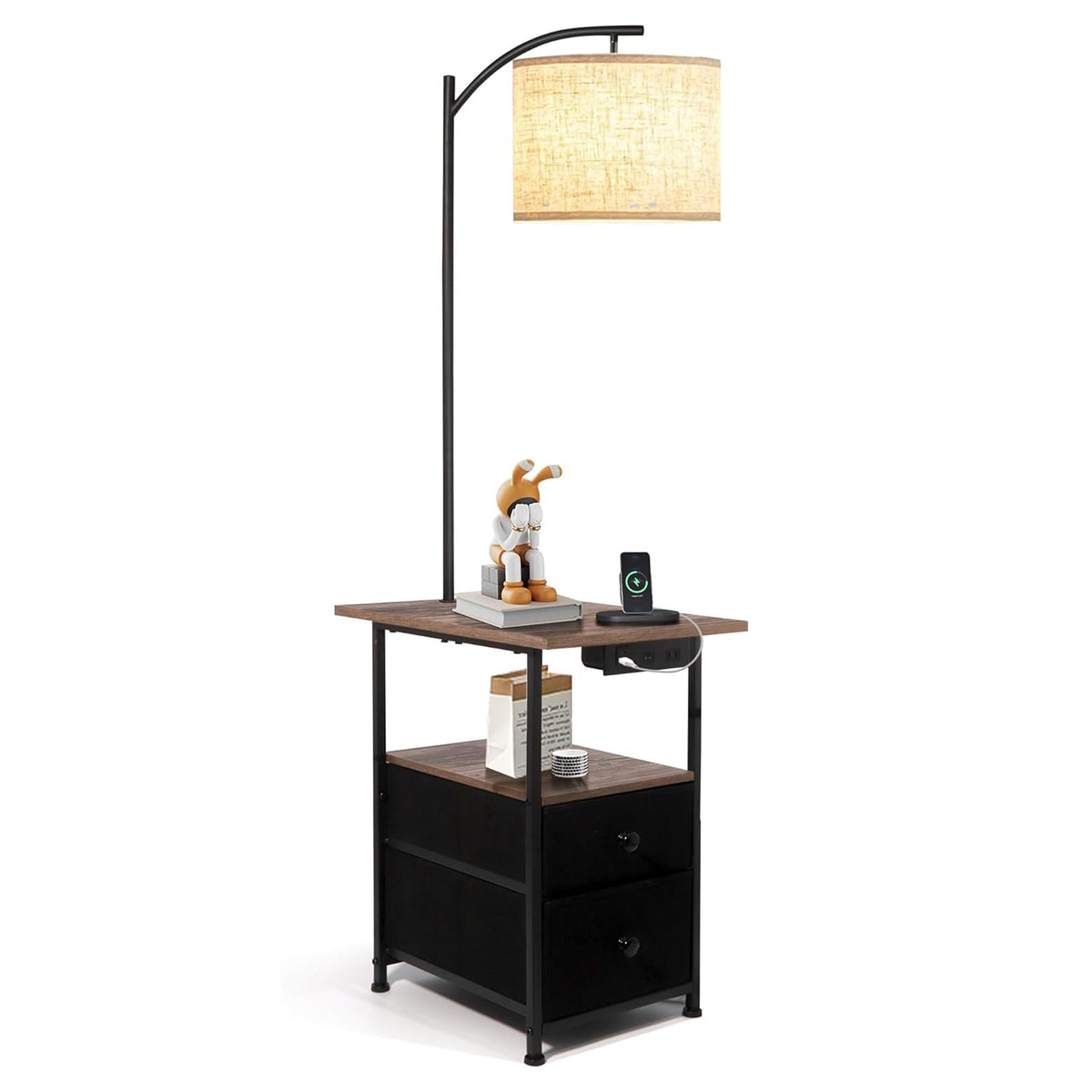 Floor Lamp with Table & 2 Drawers, 3 CCT