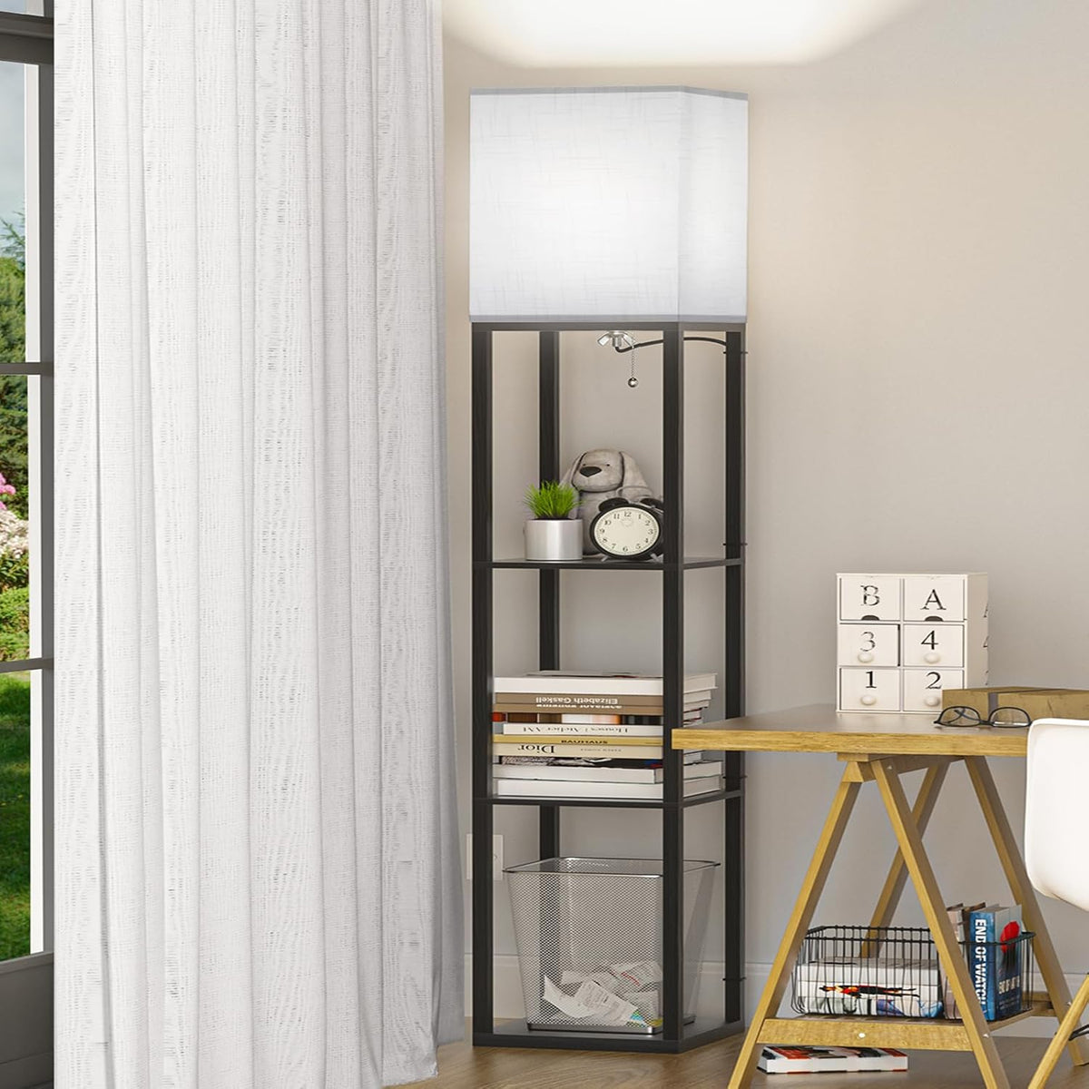 Floor Lamp with 4 Shelves, 3 CCT