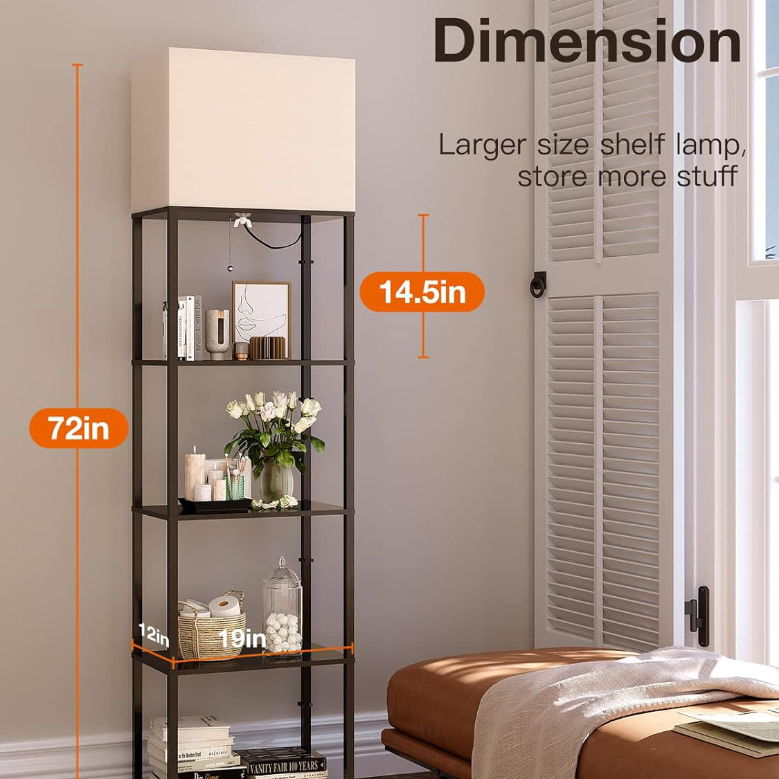 Floor Lamp with 4 Shelves, 3 CCT