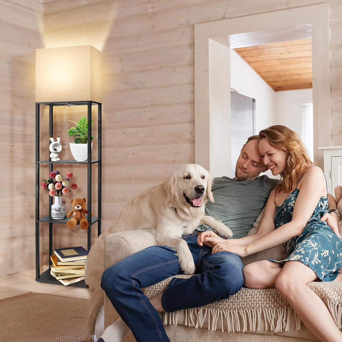 Floor Lamp with 4 Shelves, 3 CCT