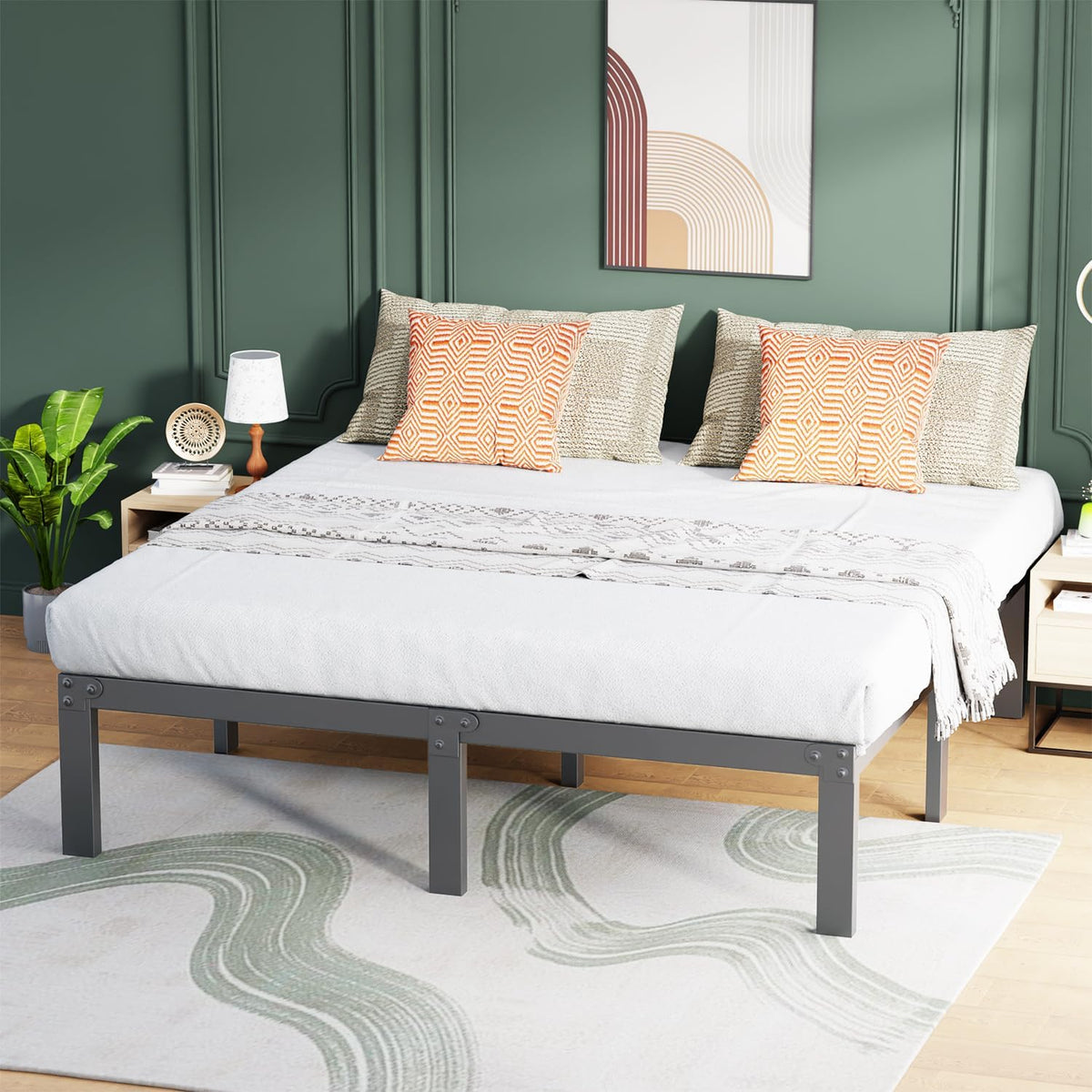 Heavy Duty King Metal Bed Frame Noise-Free