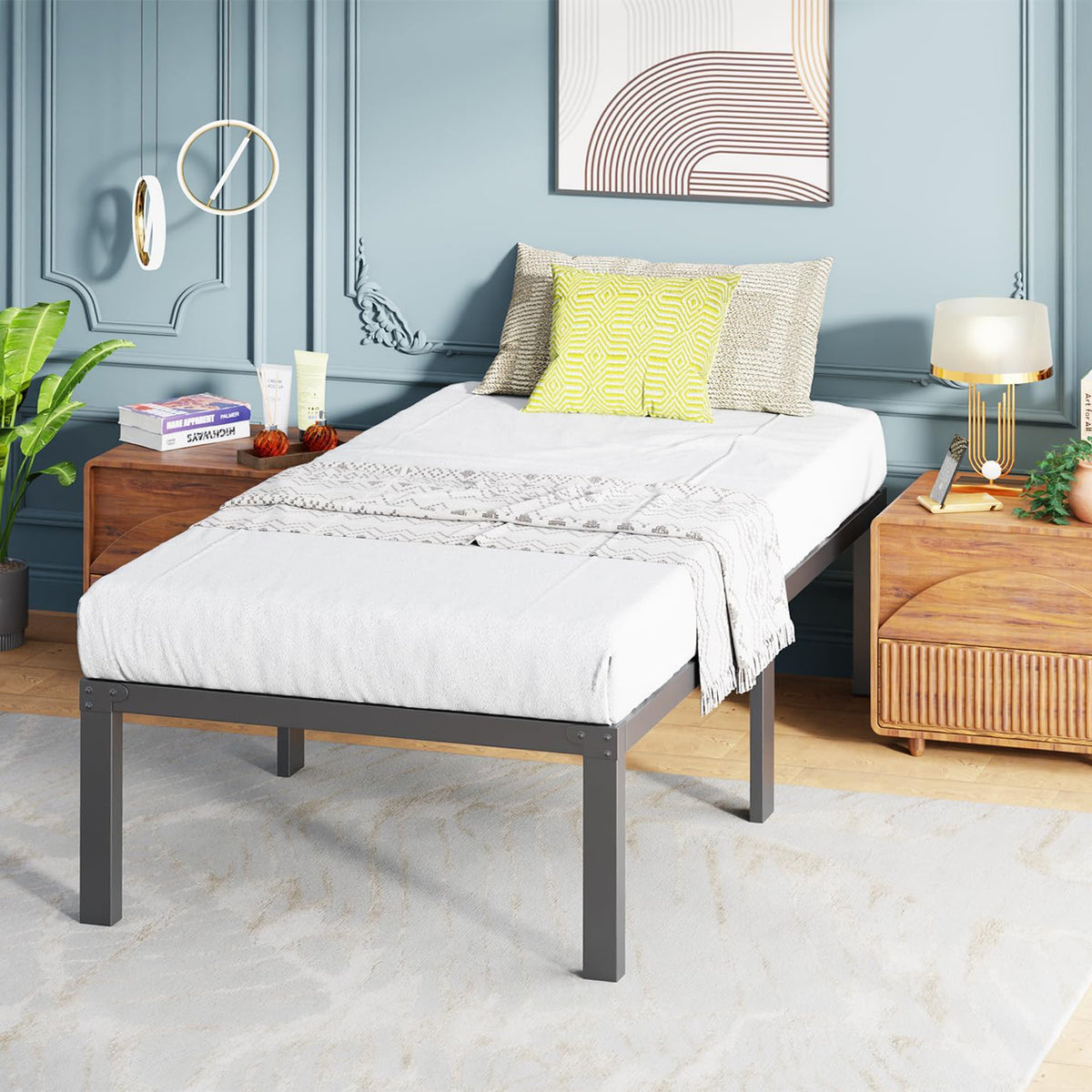 Heavy Duty Twin Metal Bed Frame Noise-Free