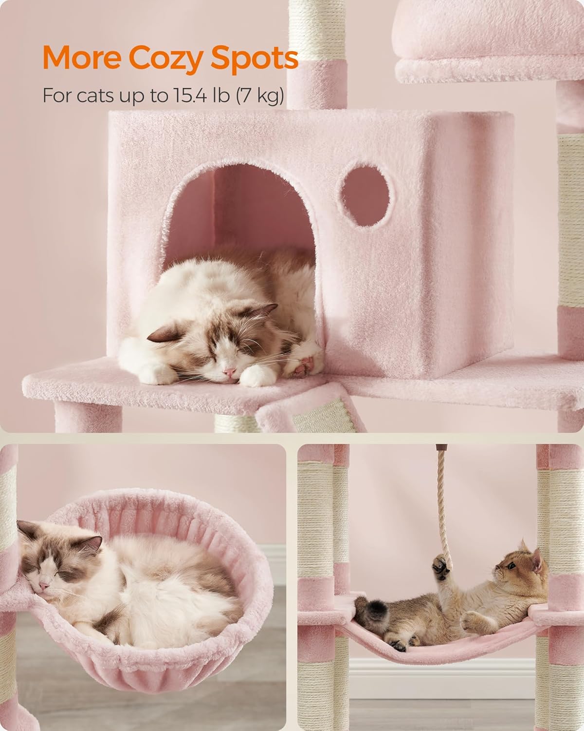 81 Inches Cat Tree Tower, Pink