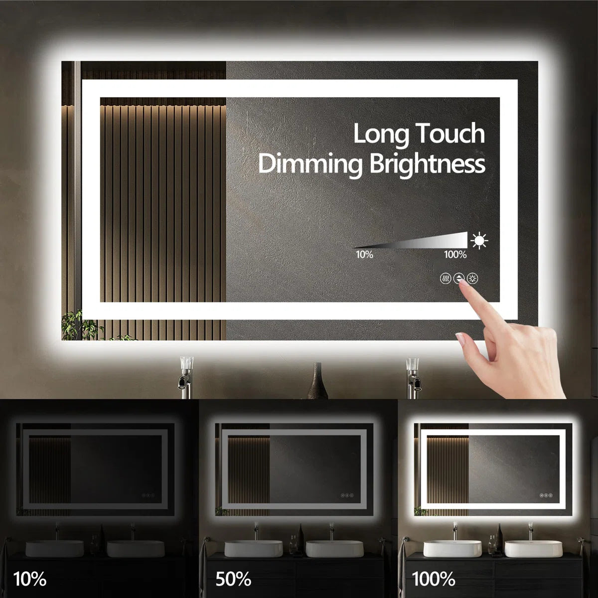 LED Bathroom Mirror, Anti-Fog / Dimmable / 3 CCT