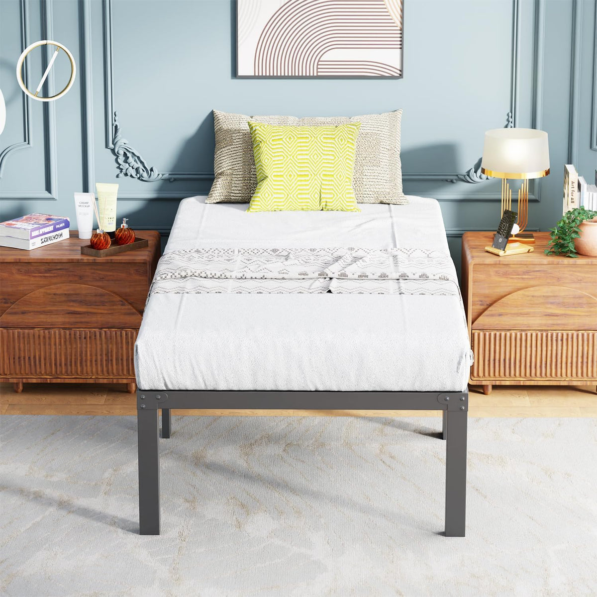 Heavy Duty Twin Metal Bed Frame Noise-Free