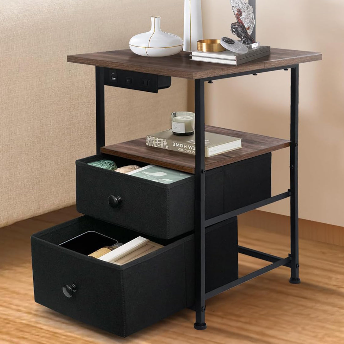 Floor Lamp with Table & 2 Drawers, 3 CCT