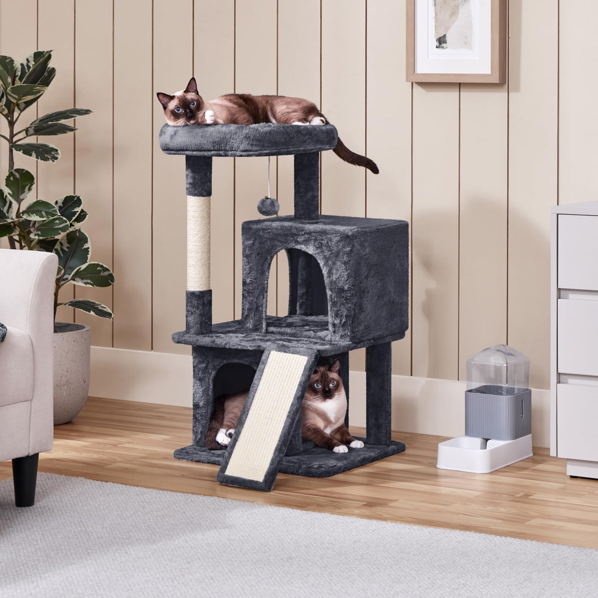 36 Inches Cat Tree Tower, Dark Grey