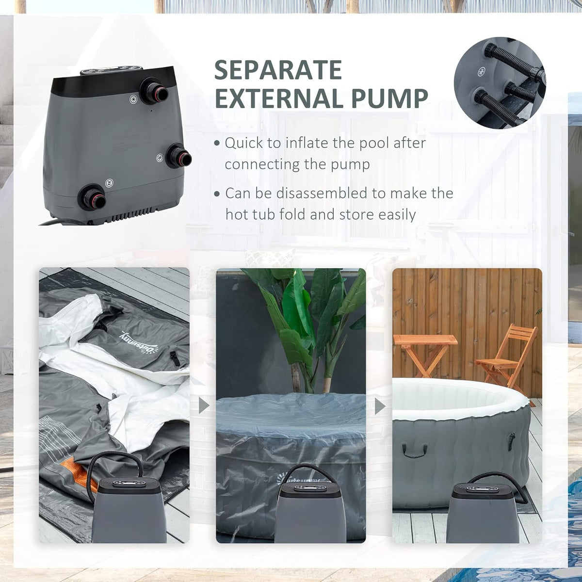 Inflatable Hot Tub Spa Round with Cover for 4-6 People