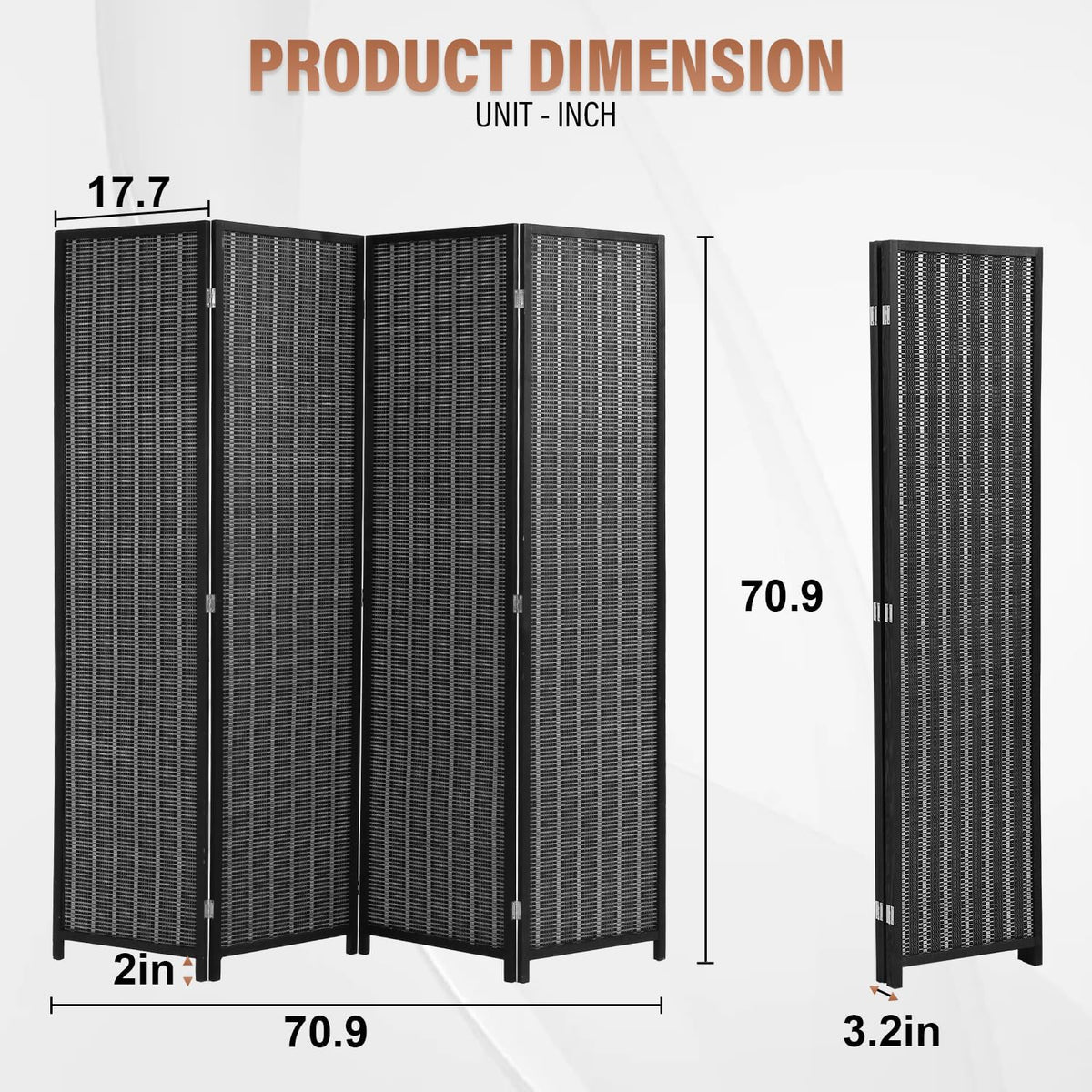 Bamboo Japanese Style 4 Panels Panels Room Divider