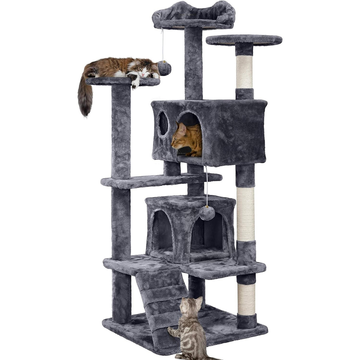 54 Inches Cat Tree Tower, Grey